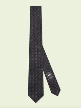 Gucci Black Silk Micro-Pattern Tie